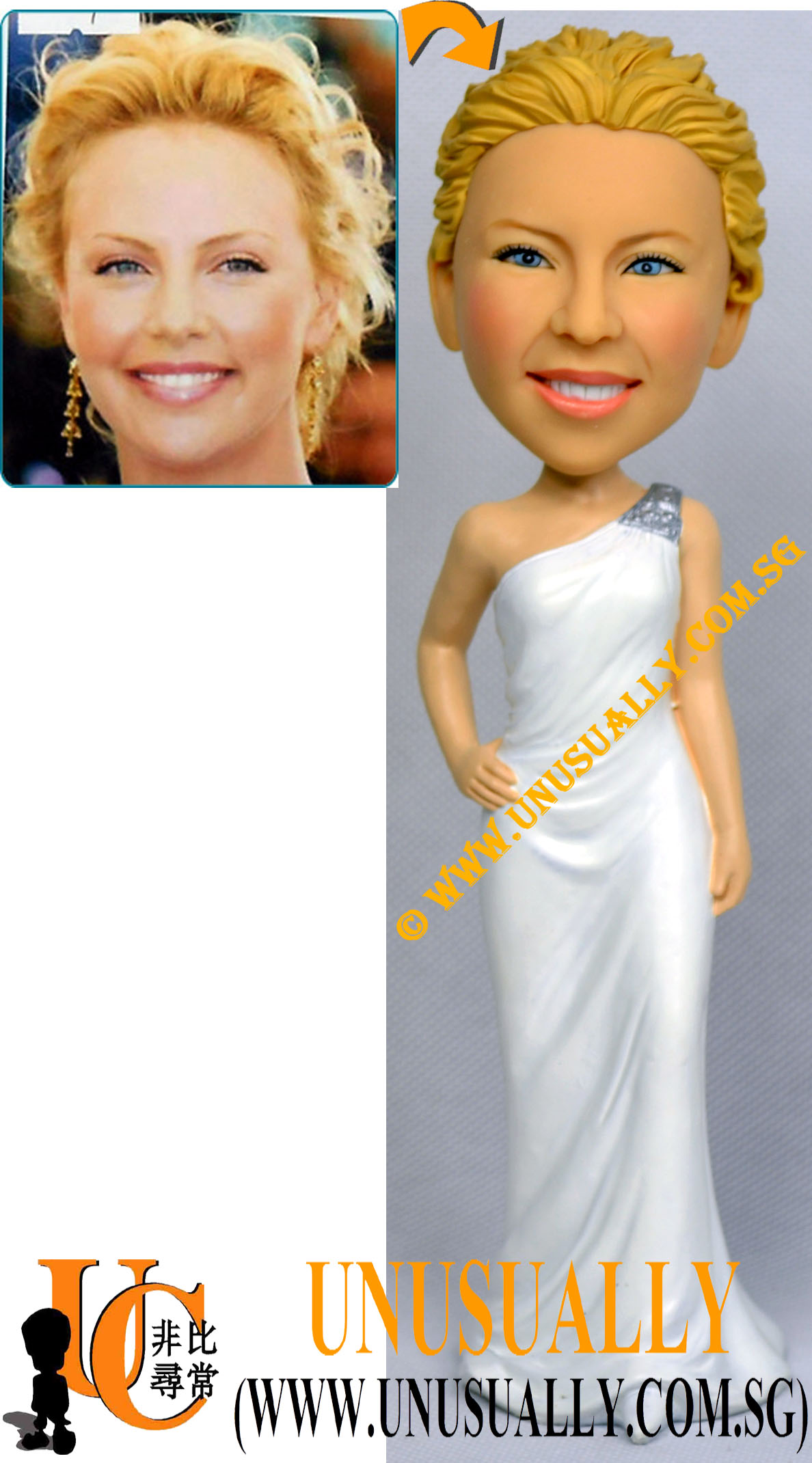 Custom 3D Sweet Lady In Sexy White Gown Figurine
